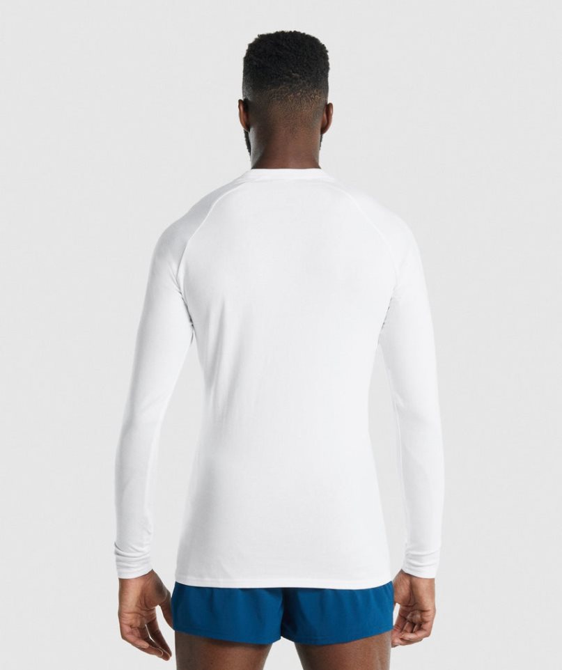 Men's Gymshark Apollo Long Sleeve T-Shirts White | CA 06A8DN